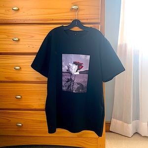 Black XXL SHEIN flower printed t-shirt